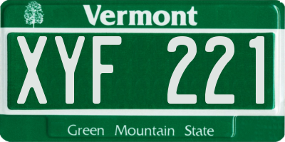 VT license plate XYF221