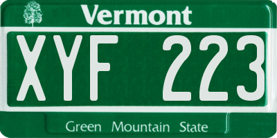 VT license plate XYF223