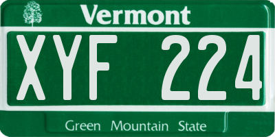 VT license plate XYF224
