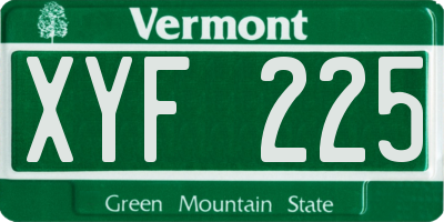 VT license plate XYF225