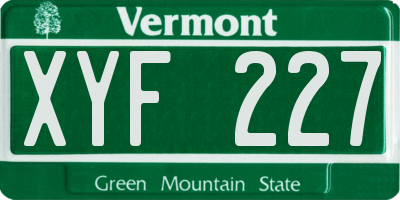 VT license plate XYF227