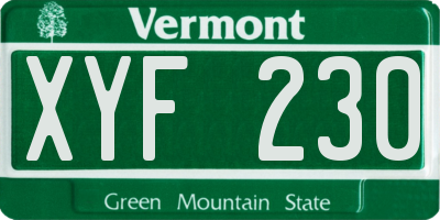 VT license plate XYF230