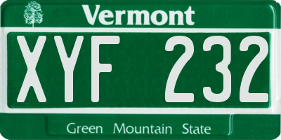 VT license plate XYF232