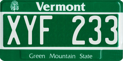 VT license plate XYF233