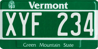 VT license plate XYF234