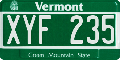 VT license plate XYF235