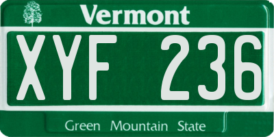 VT license plate XYF236