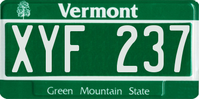 VT license plate XYF237