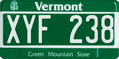 VT license plate XYF238