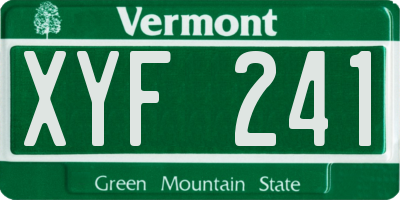 VT license plate XYF241