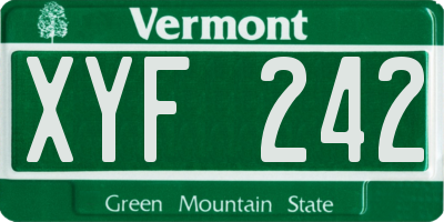 VT license plate XYF242