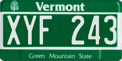 VT license plate XYF243