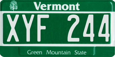 VT license plate XYF244