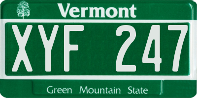 VT license plate XYF247