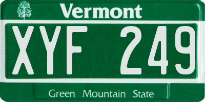 VT license plate XYF249