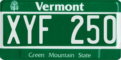 VT license plate XYF250
