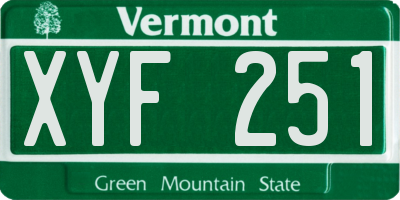 VT license plate XYF251