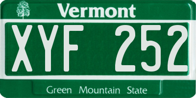 VT license plate XYF252