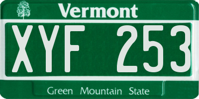 VT license plate XYF253