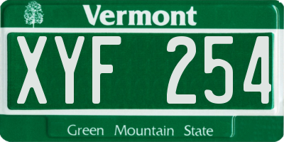 VT license plate XYF254