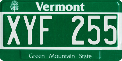 VT license plate XYF255