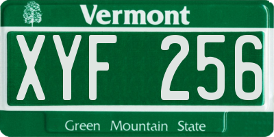 VT license plate XYF256