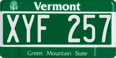 VT license plate XYF257