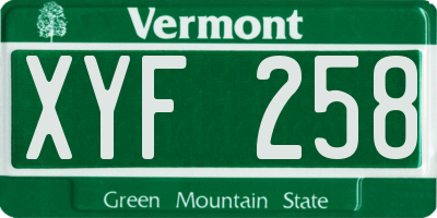 VT license plate XYF258