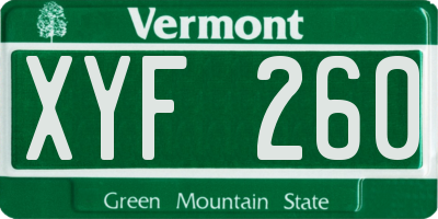 VT license plate XYF260