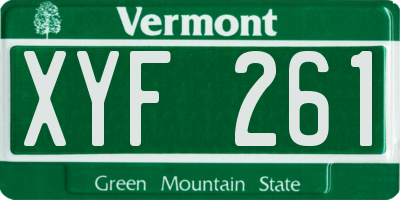 VT license plate XYF261