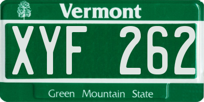 VT license plate XYF262