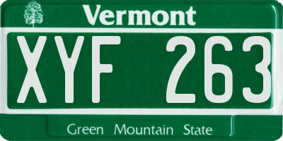 VT license plate XYF263