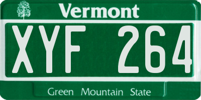VT license plate XYF264