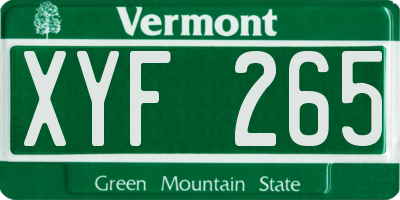 VT license plate XYF265