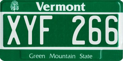 VT license plate XYF266