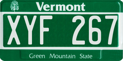 VT license plate XYF267