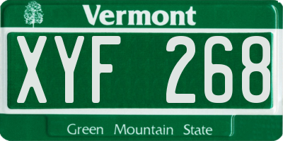 VT license plate XYF268