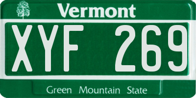 VT license plate XYF269