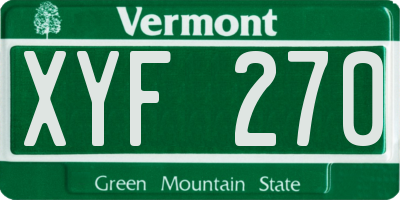 VT license plate XYF270