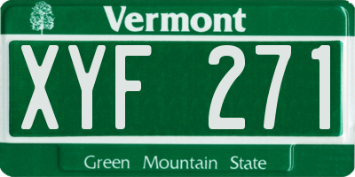 VT license plate XYF271