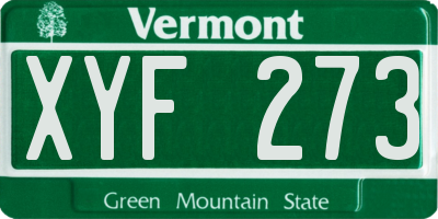VT license plate XYF273