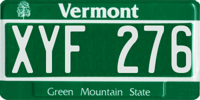 VT license plate XYF276