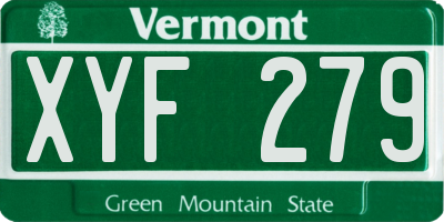 VT license plate XYF279