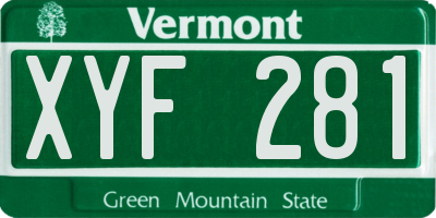 VT license plate XYF281