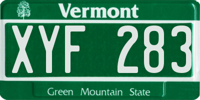 VT license plate XYF283