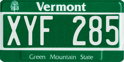 VT license plate XYF285