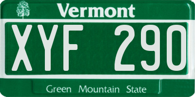 VT license plate XYF290