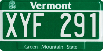 VT license plate XYF291