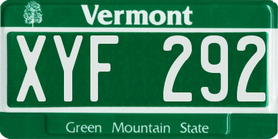VT license plate XYF292