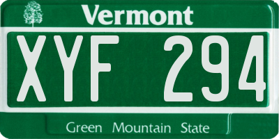 VT license plate XYF294